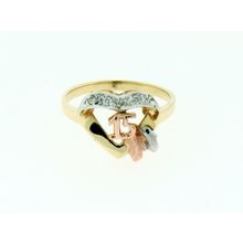 14k Gold Multi Tone 3 Color Sweet 15 Heart And Leaves Ring Size 8 15 años Oro