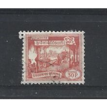 Burma.SG145 30p Elephant hauling log (Red).Fine Used.Jul25c