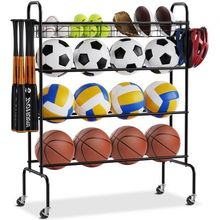 Basketball Rack, 4-Layers Rolling Basketball Shooting Training Stand, Sports...