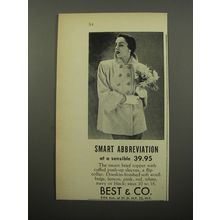 1950 Best & Co. Coat Ad - Smart Abbreviation at a sensible 39.95