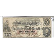 1863 The State of North Carolina Confederate $5.00 Bill XF/MT