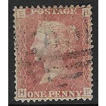 GB 1858 QUEEN VICTORIA 1d RED PLATE 160 USED SG43 / SG44 " HE "