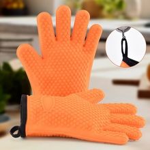Silicone Smoker Oven Gloves, Non-Slip Heat Resident BBQ Grill Gloves with Fi...