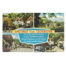 COCKINGTON, DEVON multiview used vintage postcard 1980 postmark =