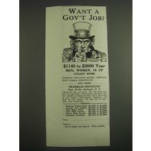 1925 Franklin Institute Ad - Want a Gov't Job