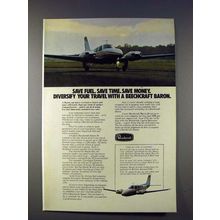 1974 Beechcraft Baron 58 Plane Ad - Save Fuel!