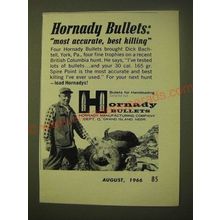 1966 Hornady Bullets Ad - most accurate, best killing
