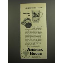 1952 America House Scheier Mugs Ad - Bottoms up