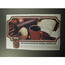 1973 Nescafe Coffee Ad - Get yourself up for the holidays with Nescafe