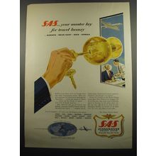 1955 SAS Scandinavian Airlines System Ad - SAS.. your master key for travel