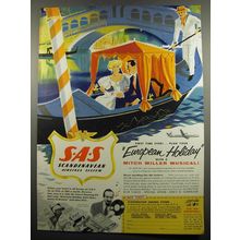 1955 SAS Scandinavian Airlines System Ad - First time ever!