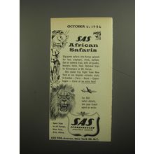 1956 SAS Scandinavian Airlines System Ad - SAS African Safaris