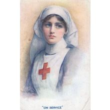 Red Cross Nurse On WW1 Military Service Old War Postcard