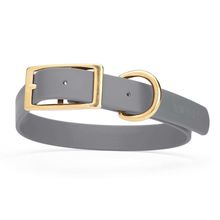 Dog Pet Collar with Brass Hardware Size XL W 1” L 22” - 25” Battleship Gray