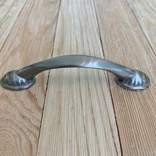 2 Drawer Pulls Dual Mount Shell Pull Satin Nickel Flower Curve Arch Bow Cabinet