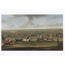 John Wootton A Horse Race On The Round Course At Newmarket Oil Painting Postcard