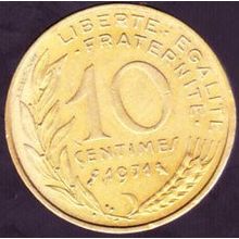 1971 France 10 Centimes Coin