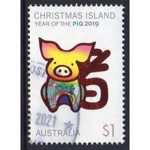 Christmas Island 2019 Year of the Pig $1 Used