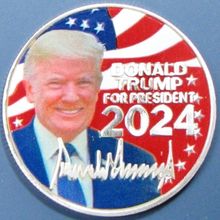 Donald Trump 2024 Challenge Coin. 1.50" Silver Tone. 87b.