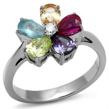 TK2867 - High polished (no plating) Stainless Steel Ring with AAA Grade CZ i...