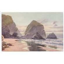 Bedruthan Steps Cornwall Art Postcard