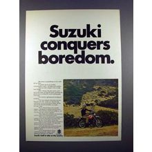 1972 Suzuki Motorcycle Ad - Conquers Boredom!