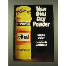 1973 Dial dry Powder Anti-Perspirant Ad - Stops Odor