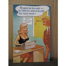 SAUCY SEASIDE POSTCARD unused Brook Pubs. Co, no 12123 toilet paper maker =