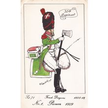 French Dragoon Pioneer Soldier Napoleonic War Uniform PB Rare Postcard