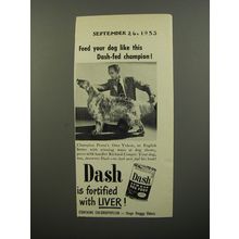 1953 Armour Dash Dog Food Ad - English Setter Prune's Own Yukon