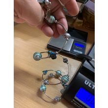 VINTAGE SILVER & AQUA BLUE BEADED WRAP BRACELET 38 GRAMS (J)