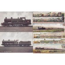 Four Eight Coupled Goods Engine Livestock Train Boat Express 4x Postcard