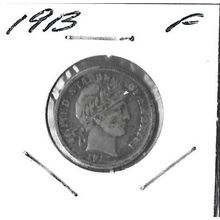 1913 US Silver Barber Dime F
