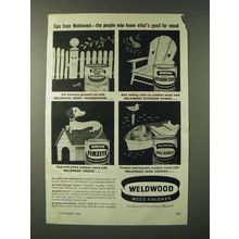 1960 Weldwood Wood Preservative, Exterior Stains, Firzite and Spar Varnish Ad