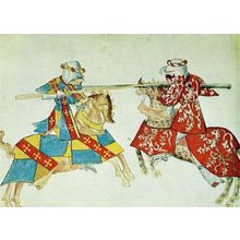 Jousting Knights Military Roll Of Arms Manuscript Art Postcard