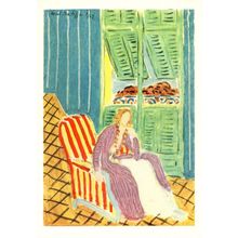 Matisse Seated Woman In A Stripped Armchair Painting Postcard