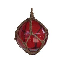Pack Of 2] Red Japanese Glass Ball Fishing Float With Brown Netting Decorati...