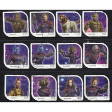 MARVEL STUDIOS, 2023 GUARDIANS OF THE GALAXY, SET 12 USED SELF-ADHESIVE MYSTAMPS