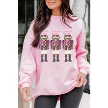 Pink Christmas Nutcracker Graphic Pullover Sweatshirt