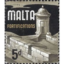 MALTA, History, Fortifications, black 1970, 5d