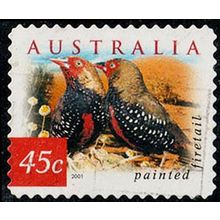 Australia 2001 Bird 45c Used P&S Stamp Painted Firetail 11.25 Perf .