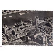 HOUSES OF PARLIAMENT from the air.. vintage unused postcard real photo