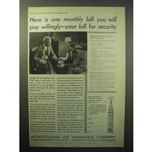 1933 Metropolitan Life Insurance Ad - Bill for Security