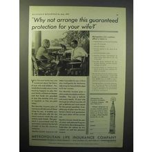 1933 Metropolitan Life Insurance Ad - Arrange for Wife