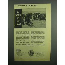 1954 Lehigh Portland Cement Company Ad - $5 Per Steer