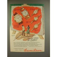 1955 Hamilton Watch Ad - Tyrone, K-375, Minuet, Iris