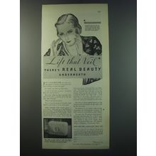 1930 Woodbury's Facial Soap Ad - Lift that veil there's real beauty underneath