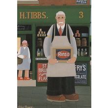 Grocers Shop Frys Chocolate Daily Telegraph Lyons Tea Signs Painting Postcard