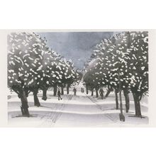 Pedestrians On Primrose Hill London Snowfall Painting Postcard
