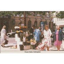 Flower Vendor Market Stall Nottingham Postcard